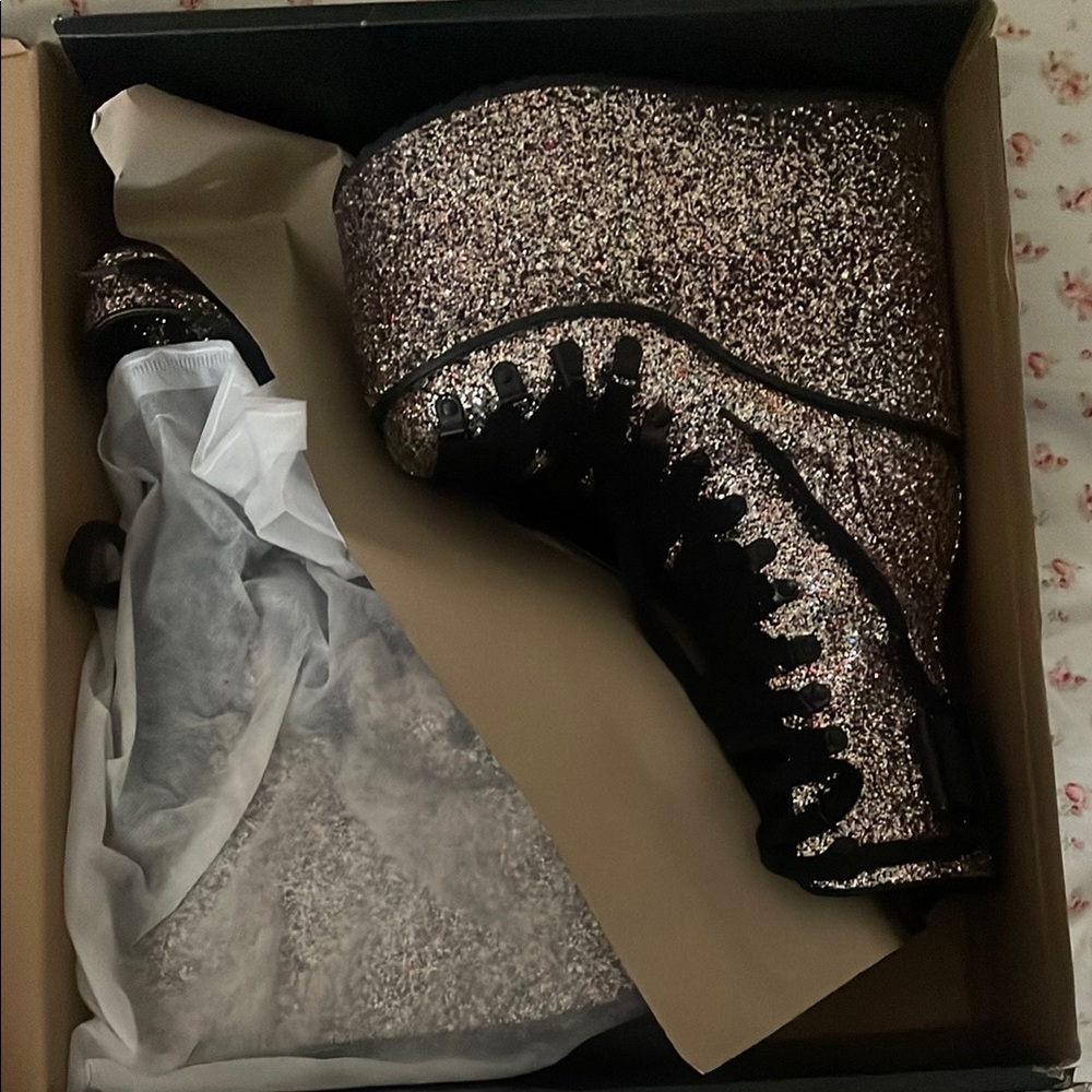 Glitter Platform Ankle Boots